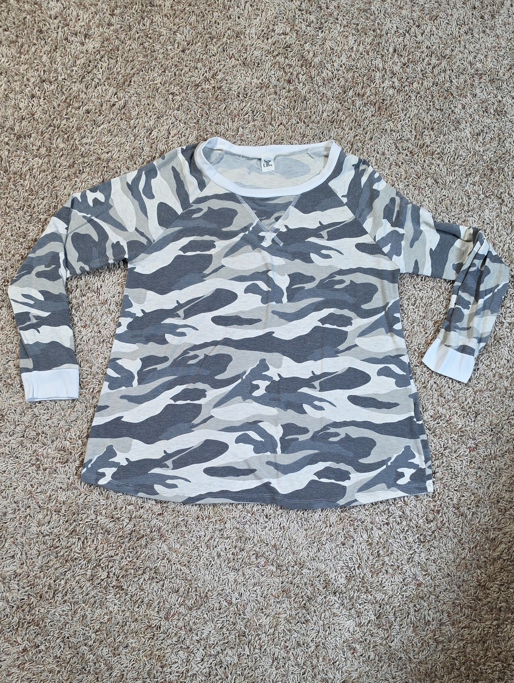 Sew In Love Grey Camo Long Sleeve Tee